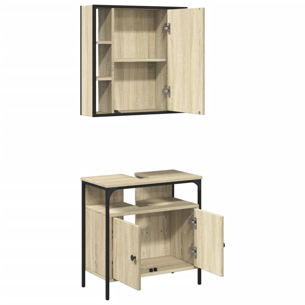 vidaXL 2 Piece Bathroom Furniture Set Sonoma Oak Engineered Wood