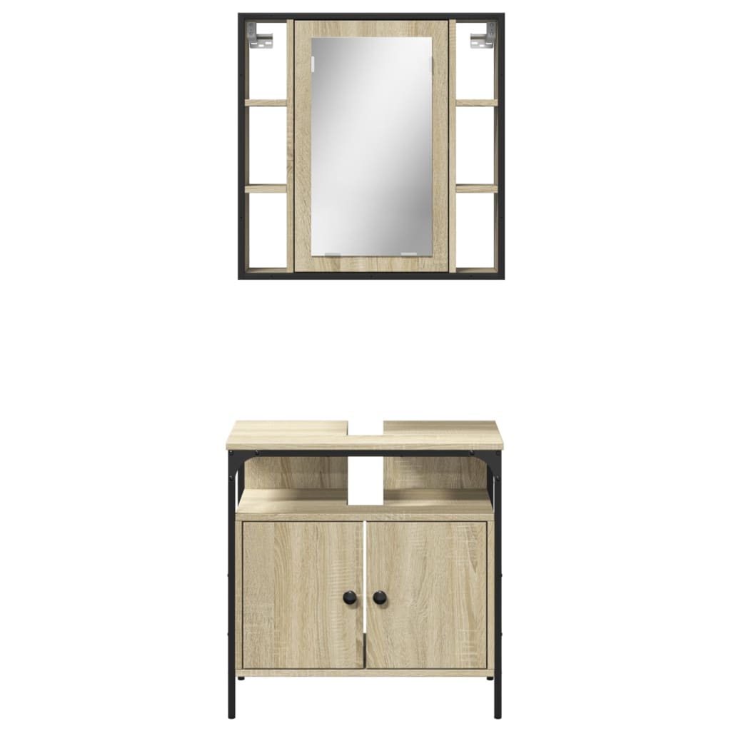 vidaXL 2 Piece Bathroom Furniture Set Sonoma Oak Engineered Wood