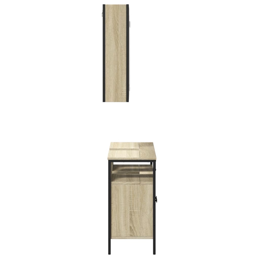 vidaXL 2 Piece Bathroom Furniture Set Sonoma Oak Engineered Wood