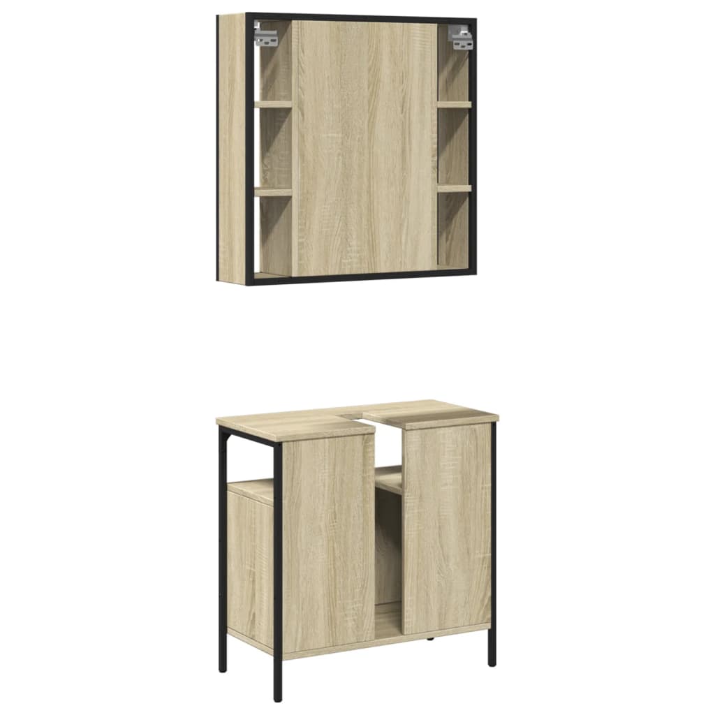 vidaXL 2 Piece Bathroom Furniture Set Sonoma Oak Engineered Wood