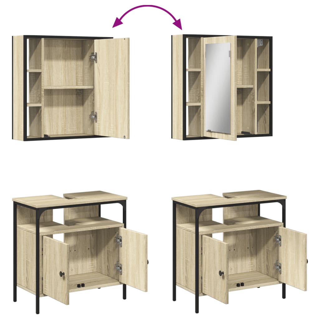 vidaXL 2 Piece Bathroom Furniture Set Sonoma Oak Engineered Wood