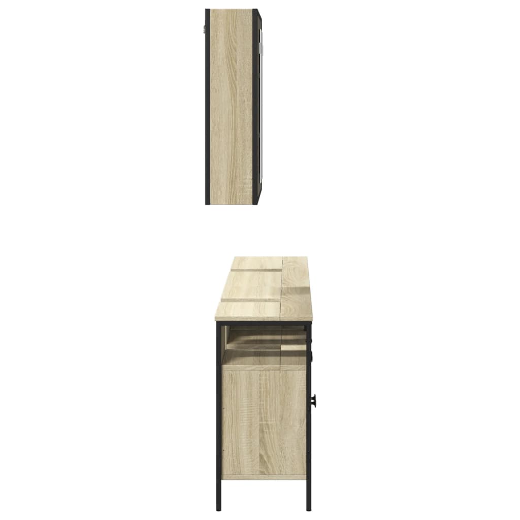 vidaXL 3 Piece Bathroom Cabinet Set Sonoma Oak Engineered Wood