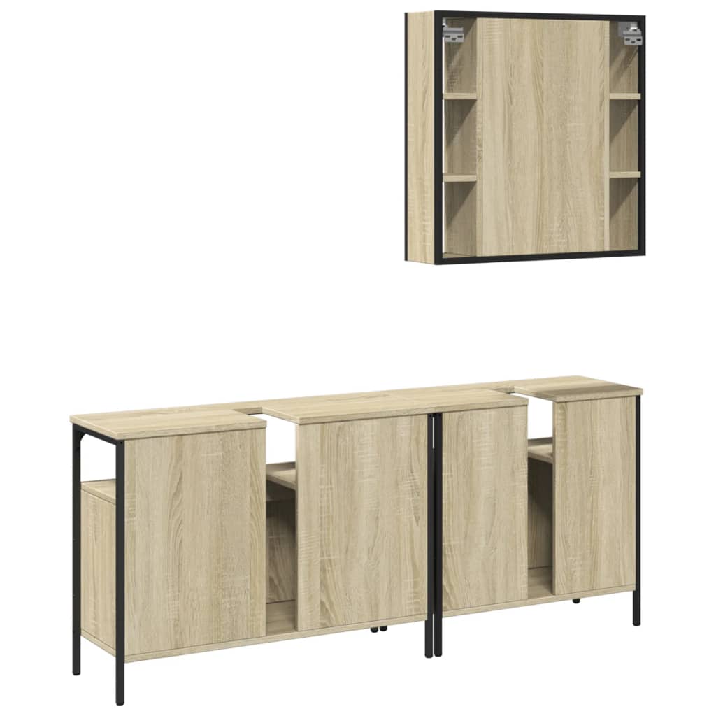 vidaXL 3 Piece Bathroom Cabinet Set Sonoma Oak Engineered Wood