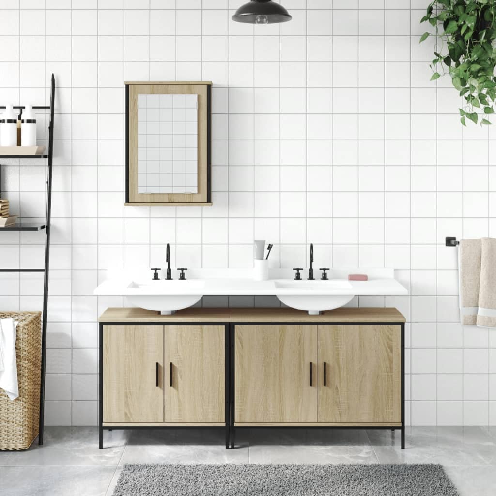 vidaXL 3 Piece Bathroom Furniture Set Sonoma Oak Engineered Wood