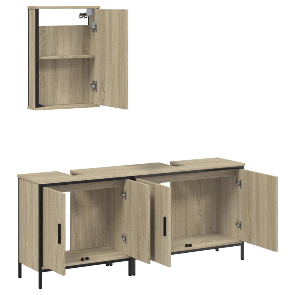 vidaXL 3 Piece Bathroom Furniture Set Sonoma Oak Engineered Wood