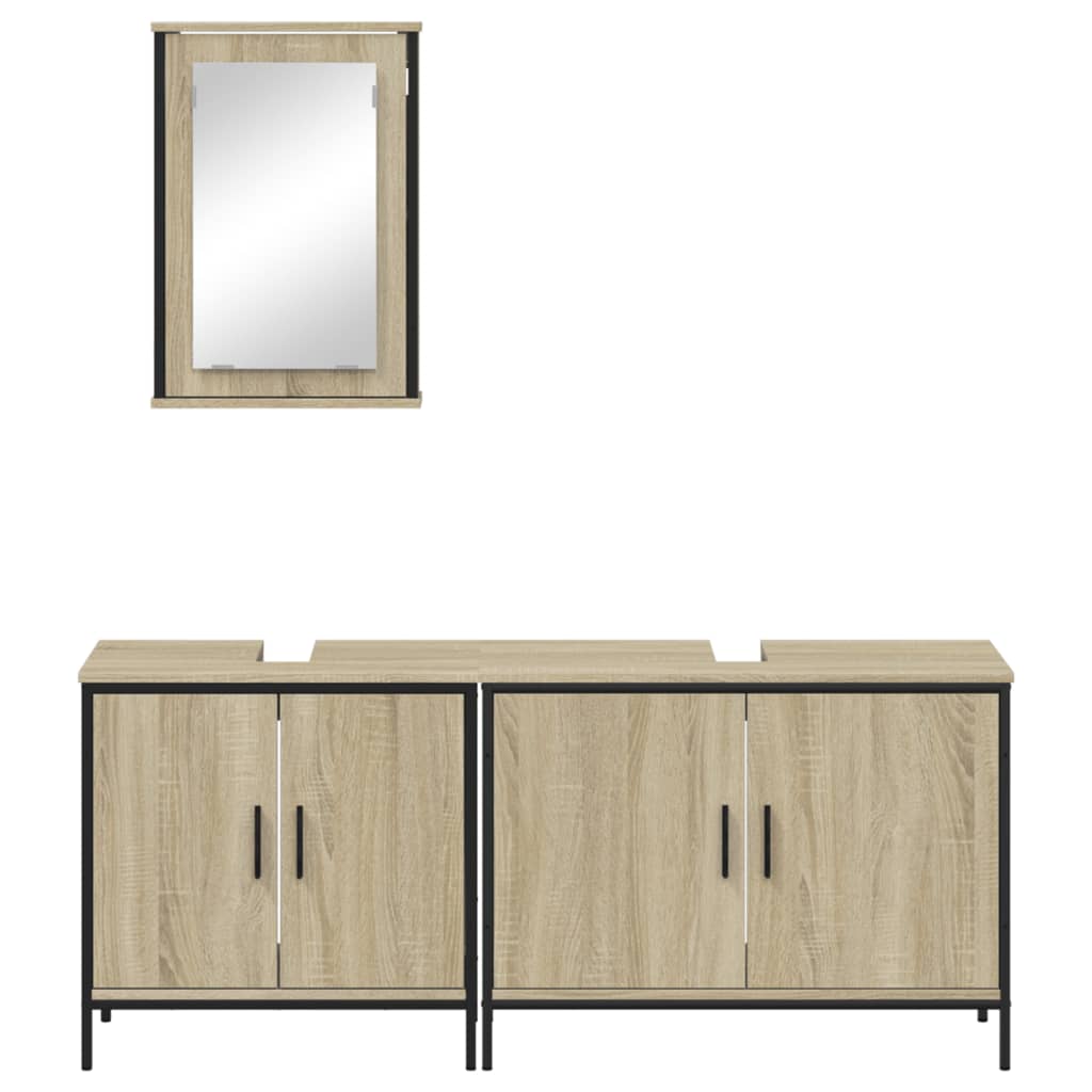 vidaXL 3 Piece Bathroom Furniture Set Sonoma Oak Engineered Wood