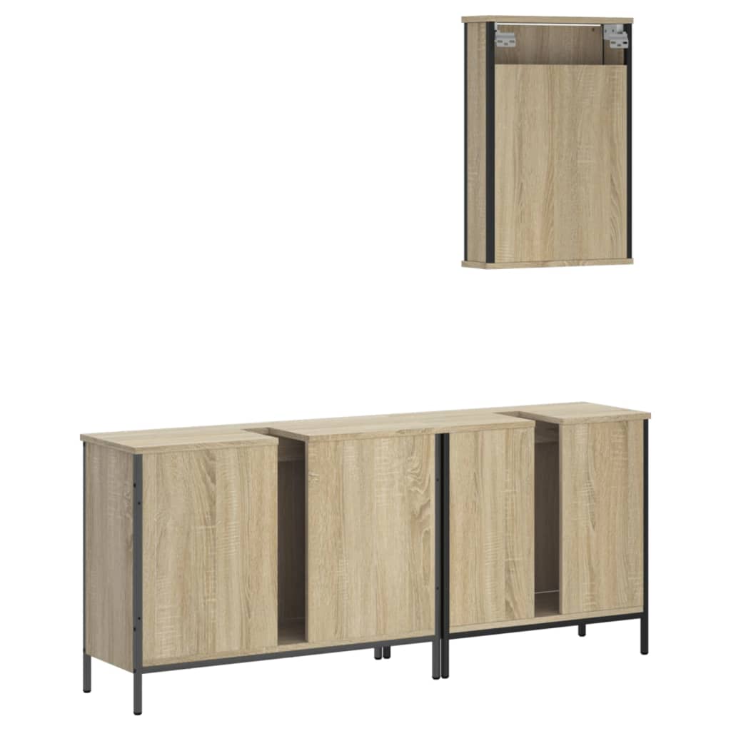 vidaXL 3 Piece Bathroom Furniture Set Sonoma Oak Engineered Wood