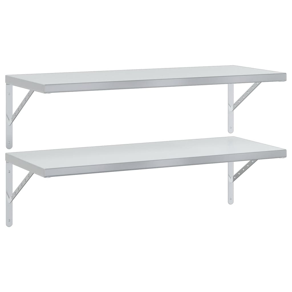 vidaXL Wall Shelves 2 pcs 100x40 cm Silver Stainless Steel