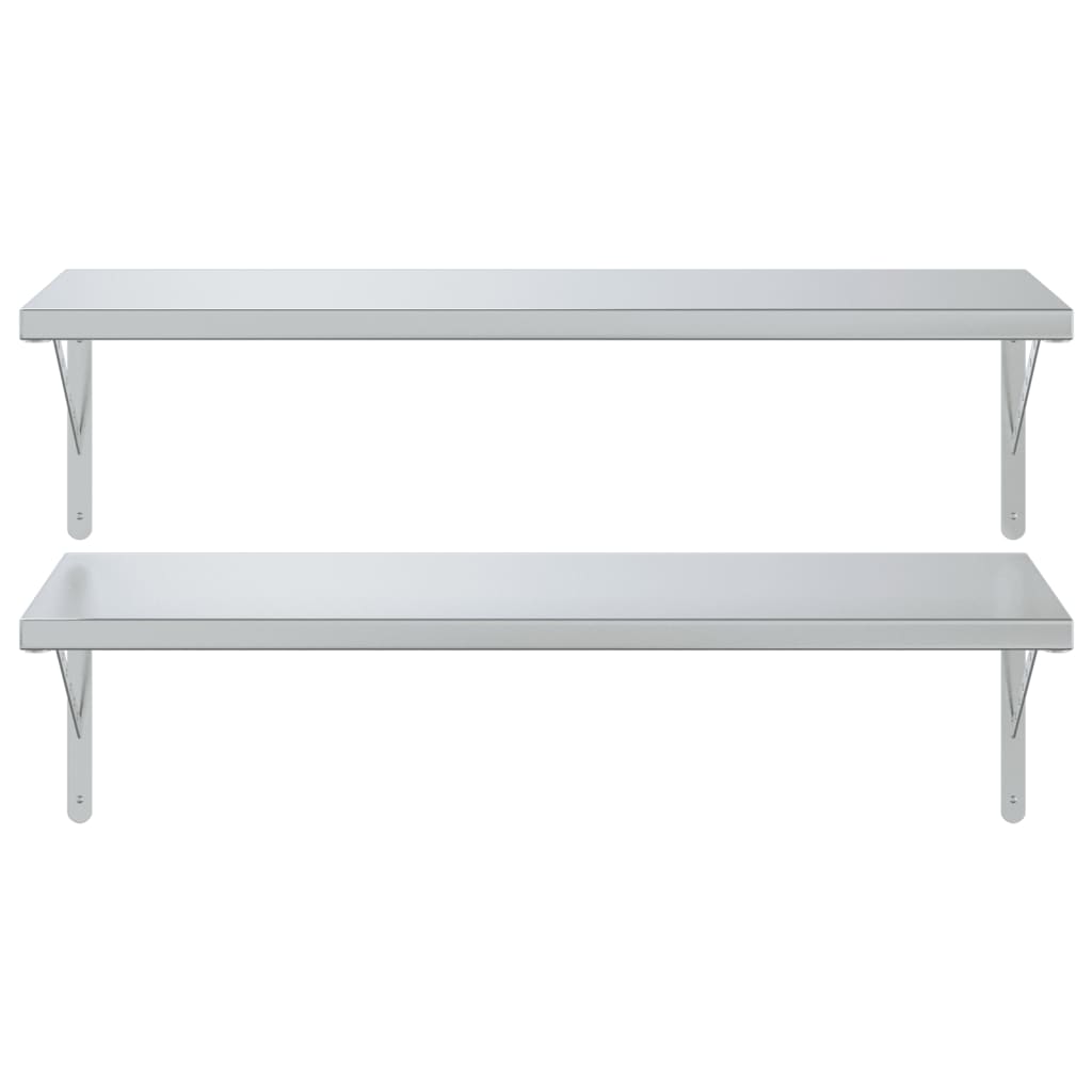 vidaXL Wall Shelves 2 pcs 100x40 cm Silver Stainless Steel