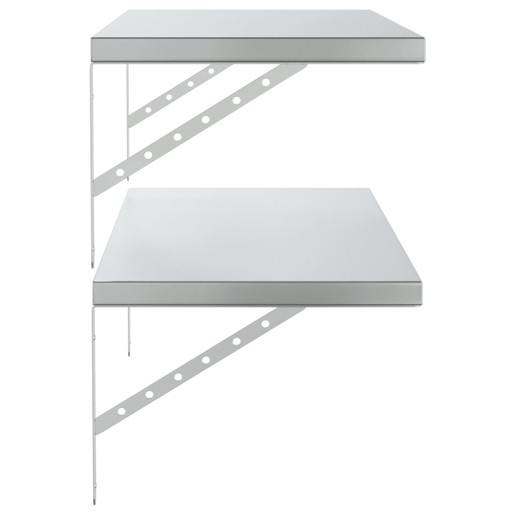 vidaXL Wall Shelves 2 pcs 100x40 cm Silver Stainless Steel