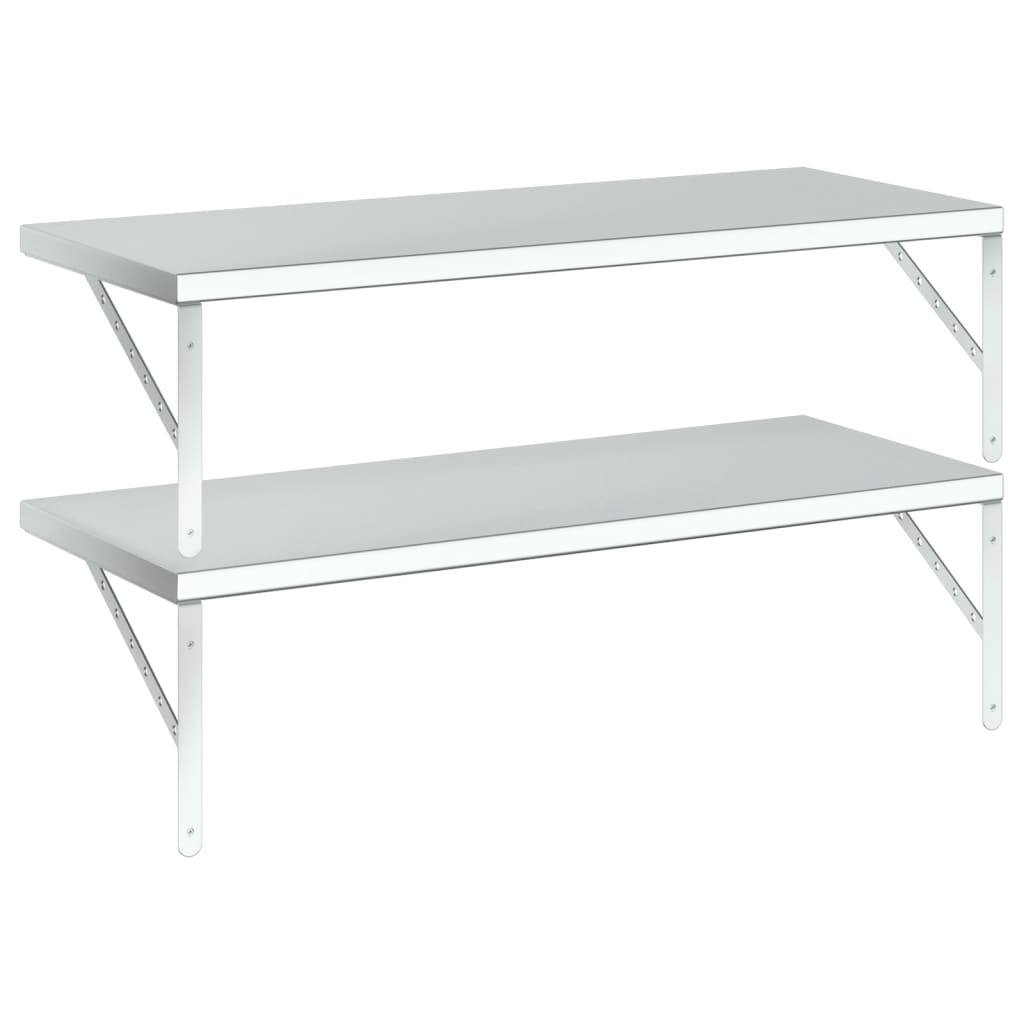 vidaXL Wall Shelves 2 pcs 100x40 cm Silver Stainless Steel