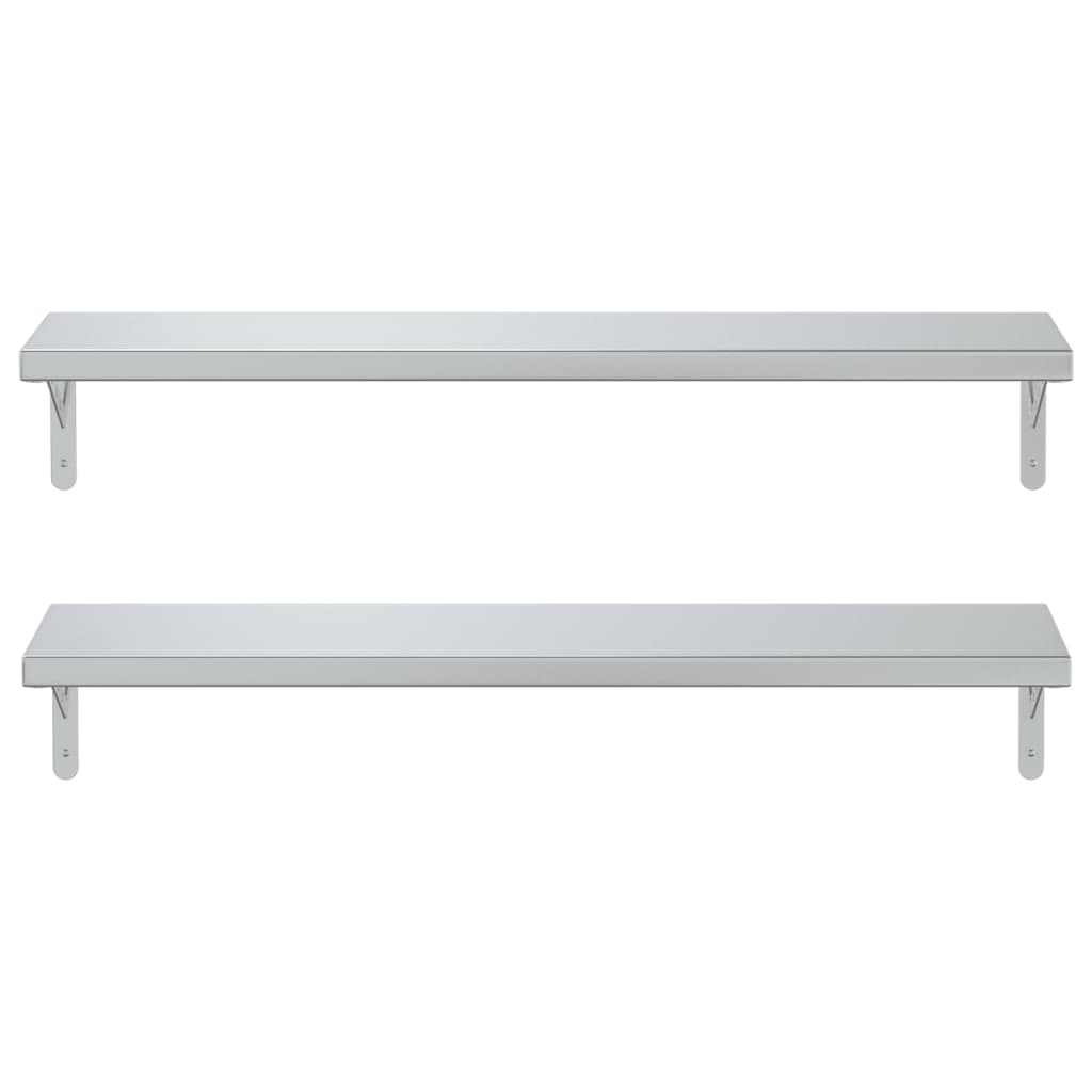 vidaXL Wall Shelves 2 pcs 100x23.5 cm Silver Stainless Steel