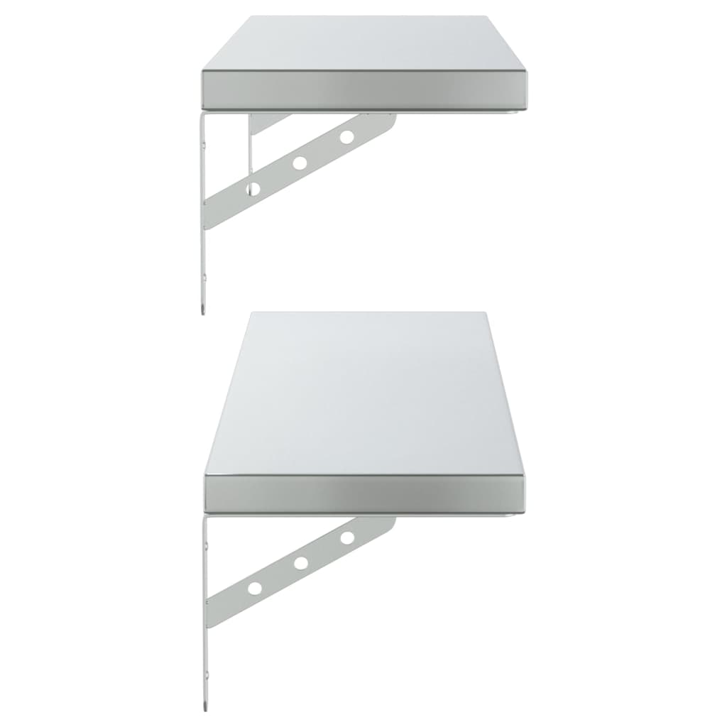 vidaXL Wall Shelves 2 pcs 100x23.5 cm Silver Stainless Steel