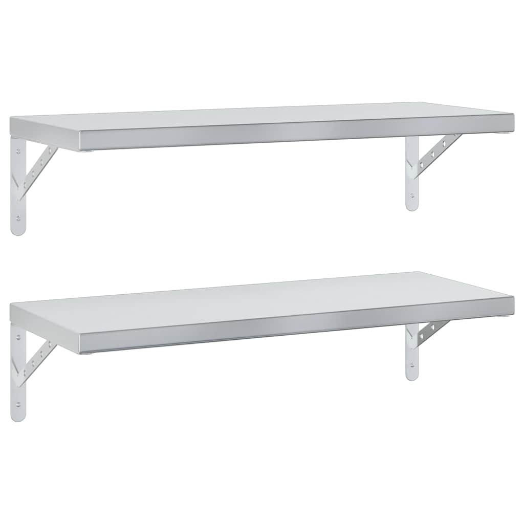 vidaXL Wall Shelves 2 pcs 75x30 cm Silver Stainless Steel