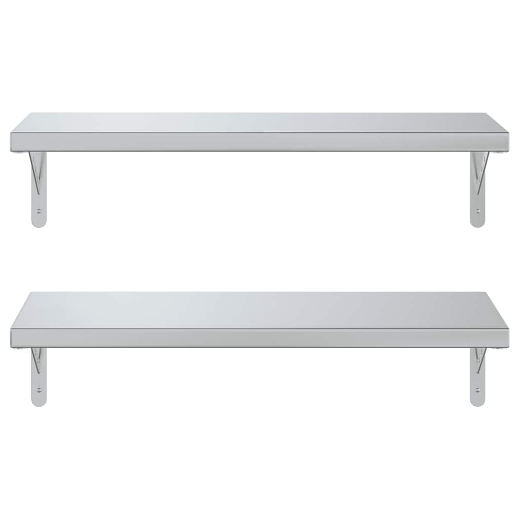 vidaXL Wall Shelves 2 pcs 75x30 cm Silver Stainless Steel