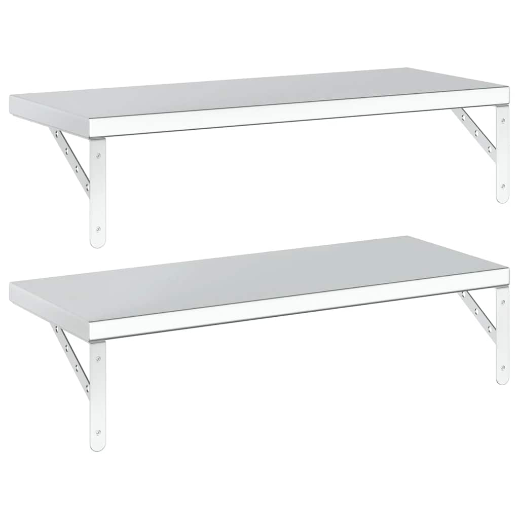 vidaXL Wall Shelves 2 pcs 75x30 cm Silver Stainless Steel