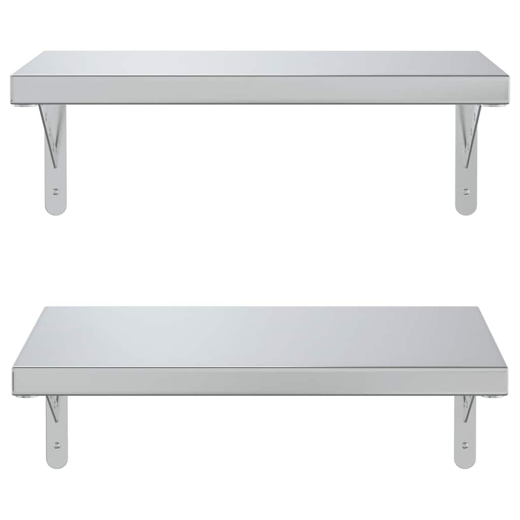 vidaXL Wall Shelves 2 pcs 50x30 cm Silver Stainless Steel