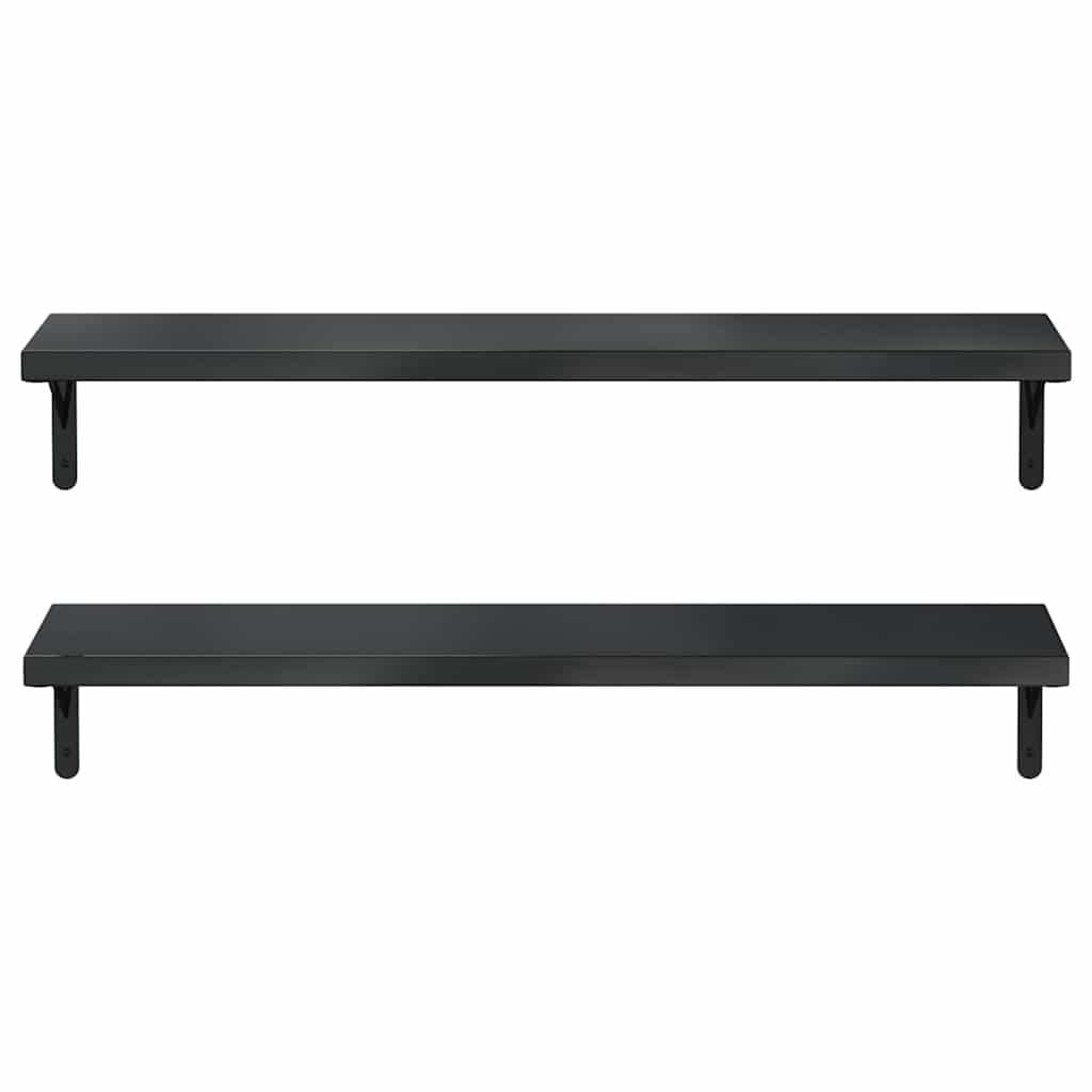 vidaXL Wall Shelves 2 pcs 100x23.5 cm Black Stainless Steel