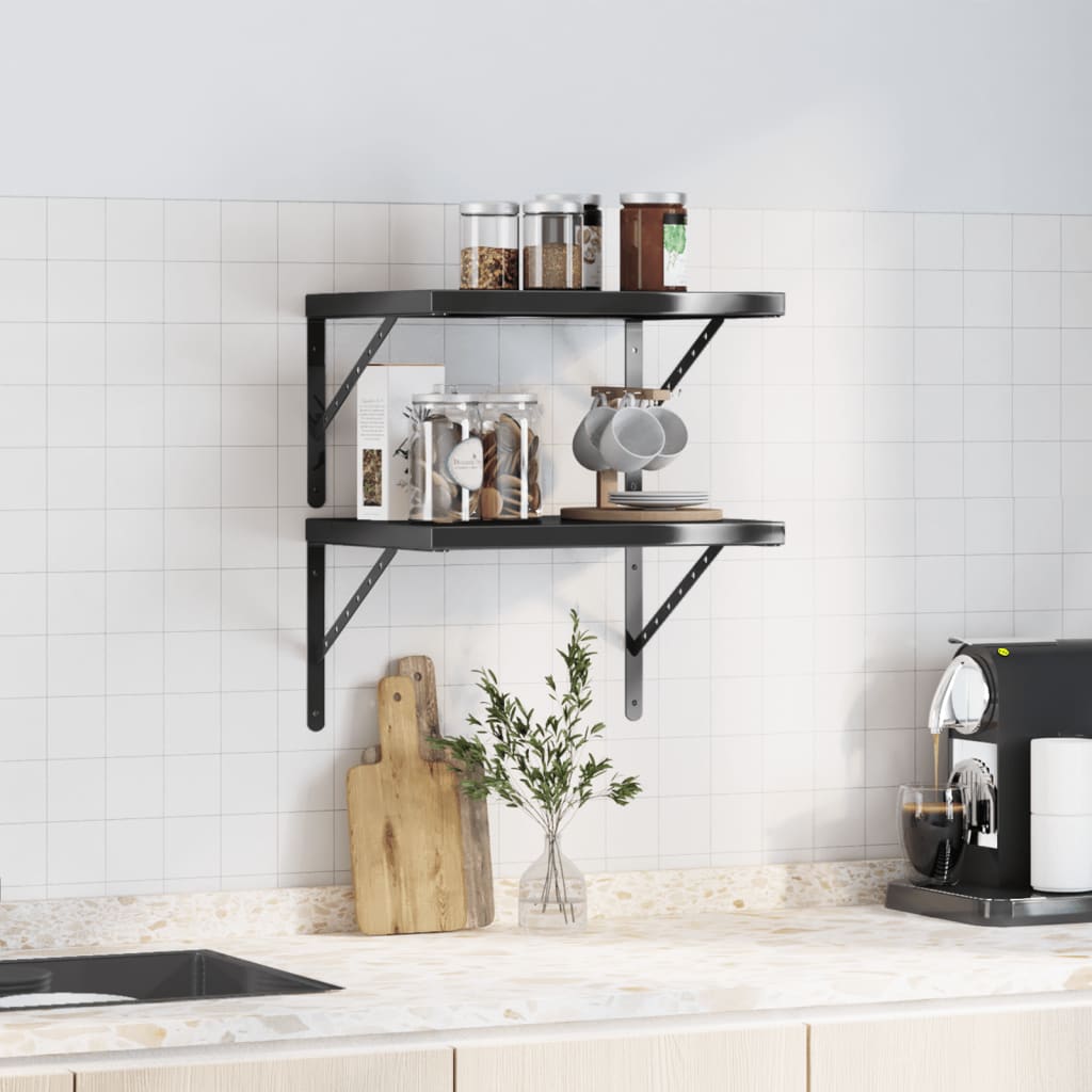 vidaXL Wall Shelves 2 pcs 50x40 cm Black Stainless Steel