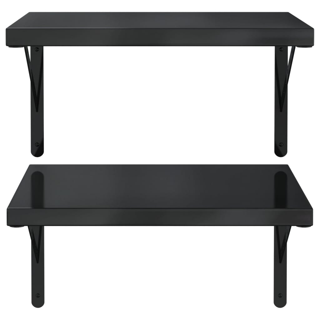 vidaXL Wall Shelves 2 pcs 50x40 cm Black Stainless Steel