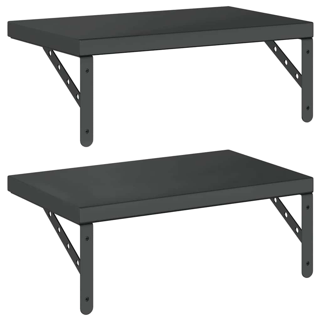 Wall Shelves 2 pcs 50x30 cm Black Stainless Steel