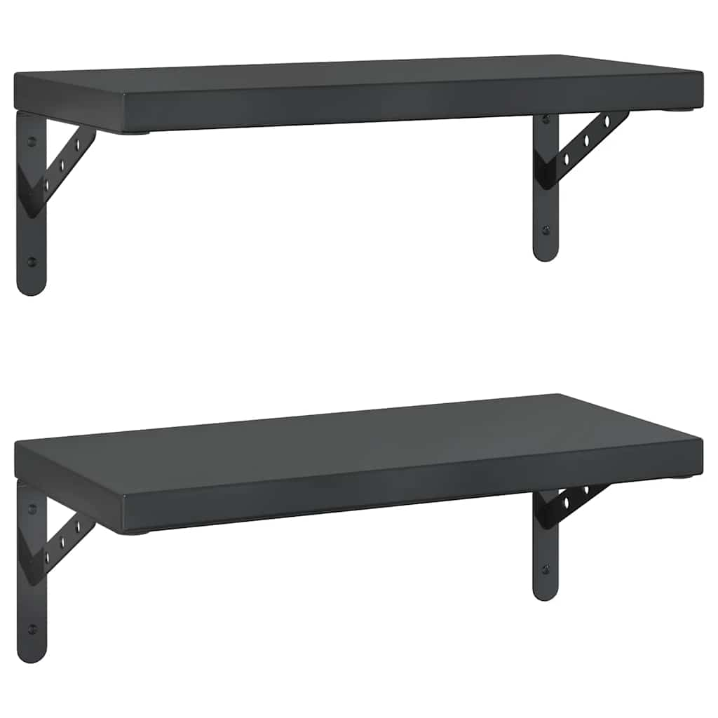 vidaXL Wall Shelves 2 pcs 50x23.5 cm Black Stainless Steel