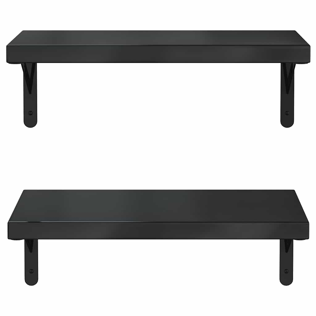 vidaXL Wall Shelves 2 pcs 50x23.5 cm Black Stainless Steel