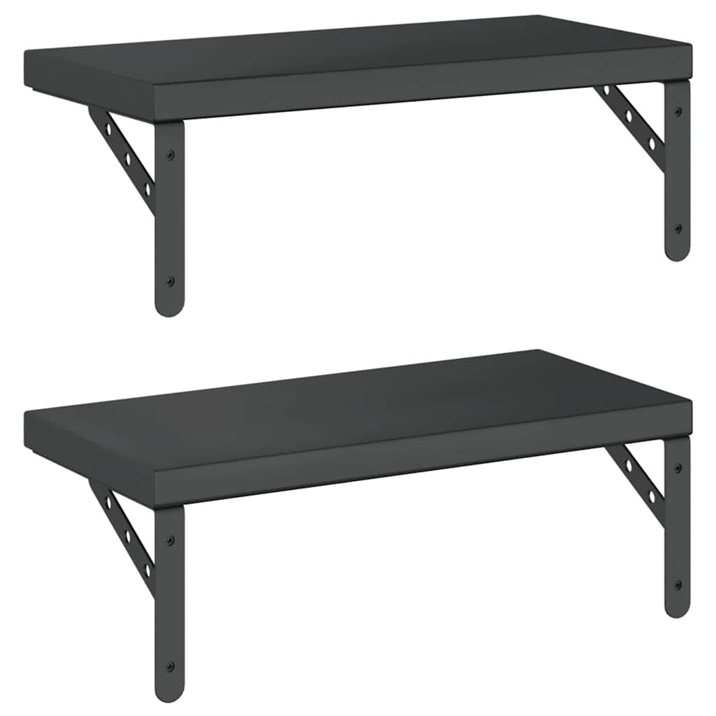 vidaXL Wall Shelves 2 pcs 50x23.5 cm Black Stainless Steel