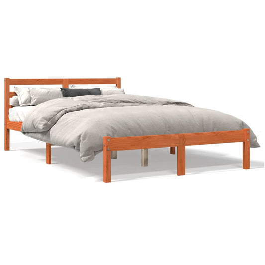 vidaXL Bed Frame without Mattress Wax Brown 150x200 cm King Size Solid Wood Pine