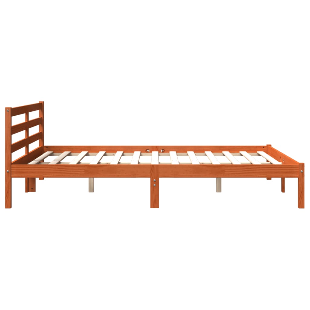 Bed Frame | Wax Brown | Solid Pine Wood, Plywood | Double | Modern