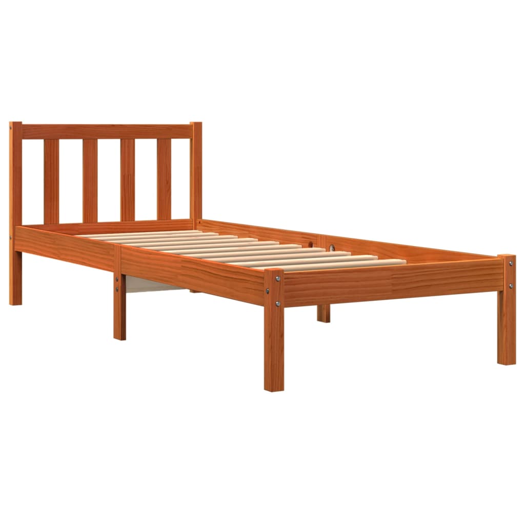 vidaXL Bed Frame without Mattress Wax Brown 90x190 cm Single Solid Wood Pine