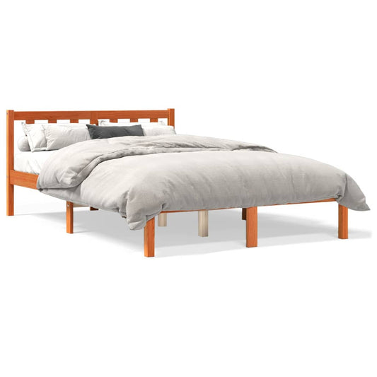 vidaXL Bed Frame without Mattress Wax Brown 120x190 cm Small Double Solid Wood Pine