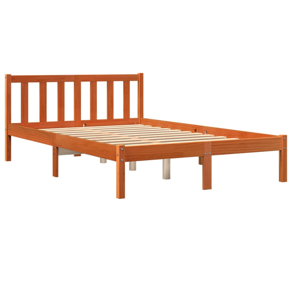 vidaXL Bed Frame without Mattress Wax Brown 140x190 cm Solid Wood Pine