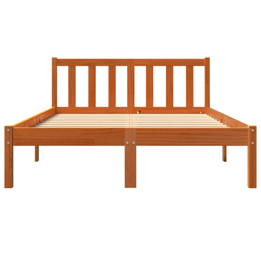 vidaXL Bed Frame without Mattress Wax Brown 140x190 cm Solid Wood Pine