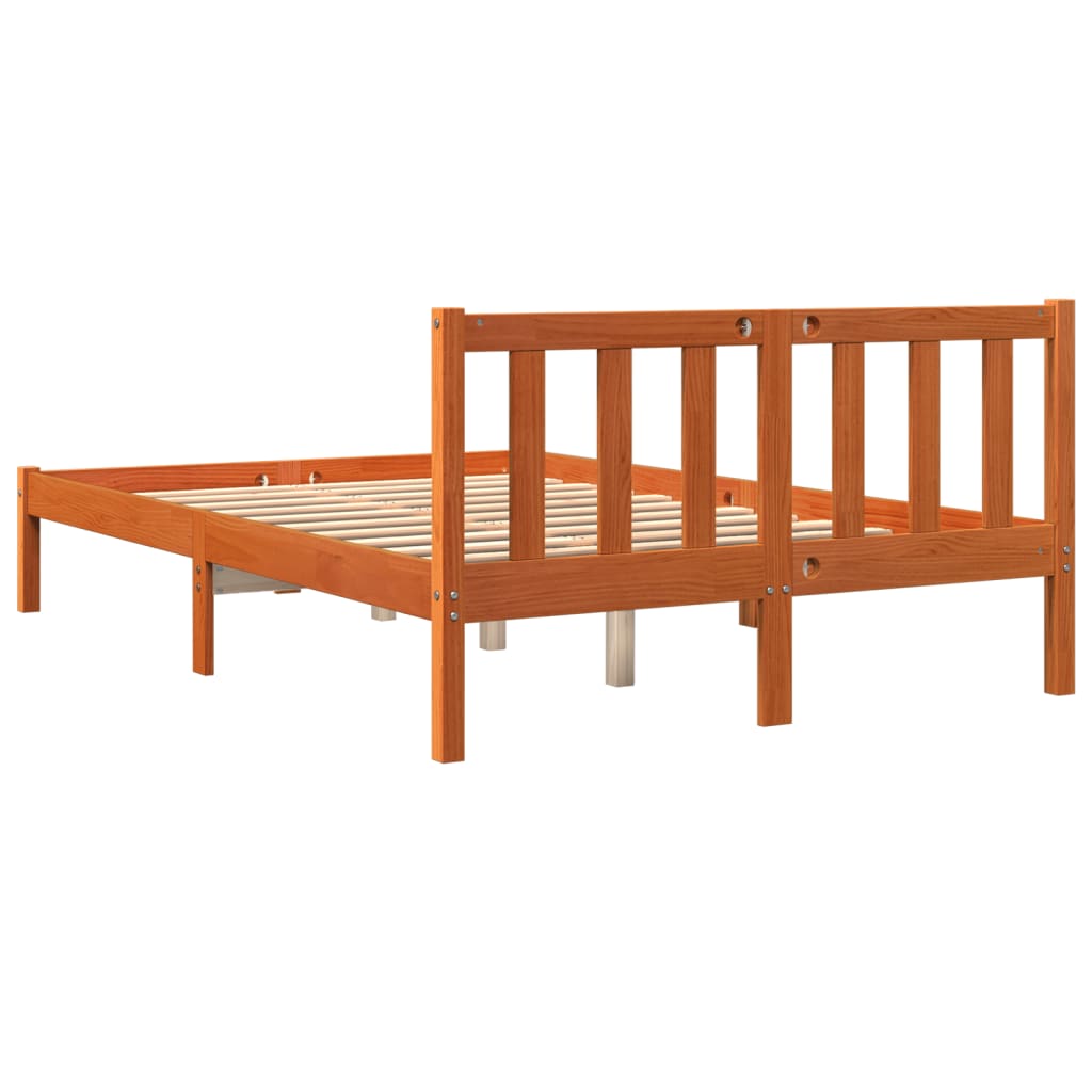 vidaXL Bed Frame without Mattress Wax Brown 140x190 cm Solid Wood Pine