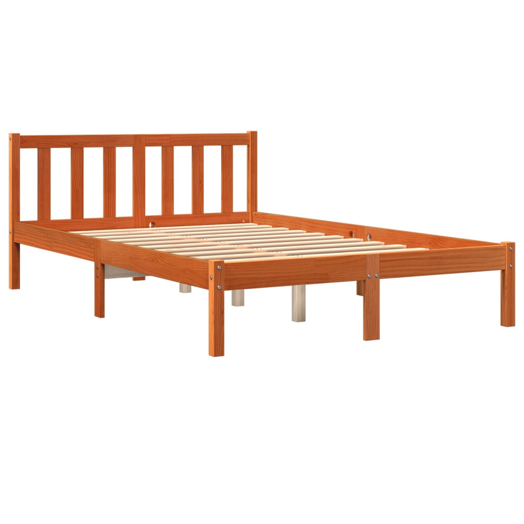 vidaXL Bed Frame without Mattress Wax Brown 140x200 cm Solid Wood Pine