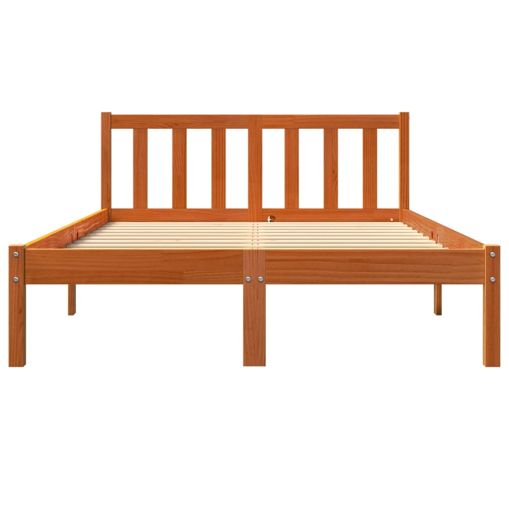 vidaXL Bed Frame without Mattress Wax Brown 140x200 cm Solid Wood Pine