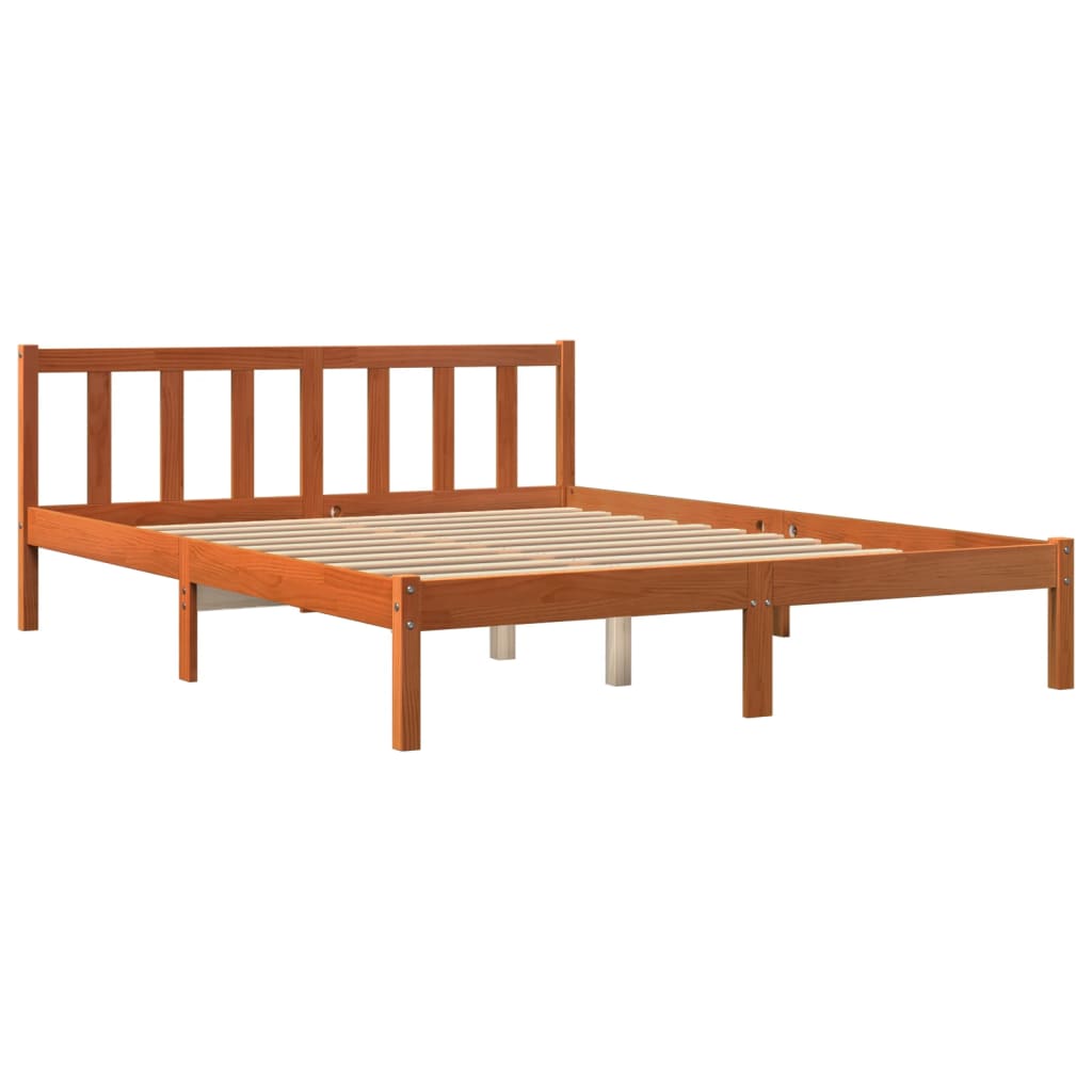 vidaXL Bed Frame without Mattress Wax Brown 160x200 cm Solid Wood Pine