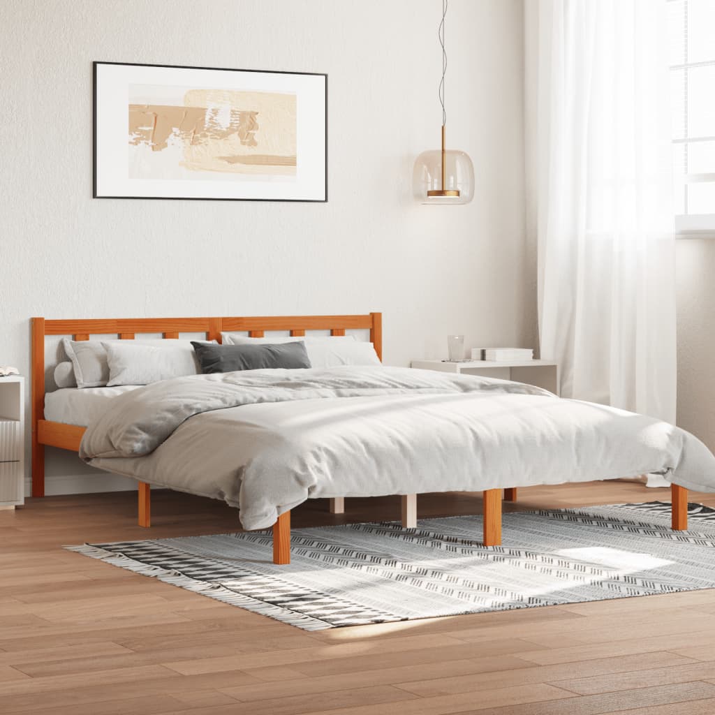 vidaXL Bed Frame without Mattress Wax Brown 160x200 cm Solid Wood Pine