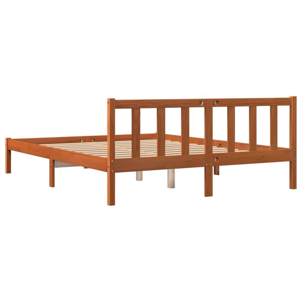 vidaXL Bed Frame without Mattress Wax Brown 160x200 cm Solid Wood Pine