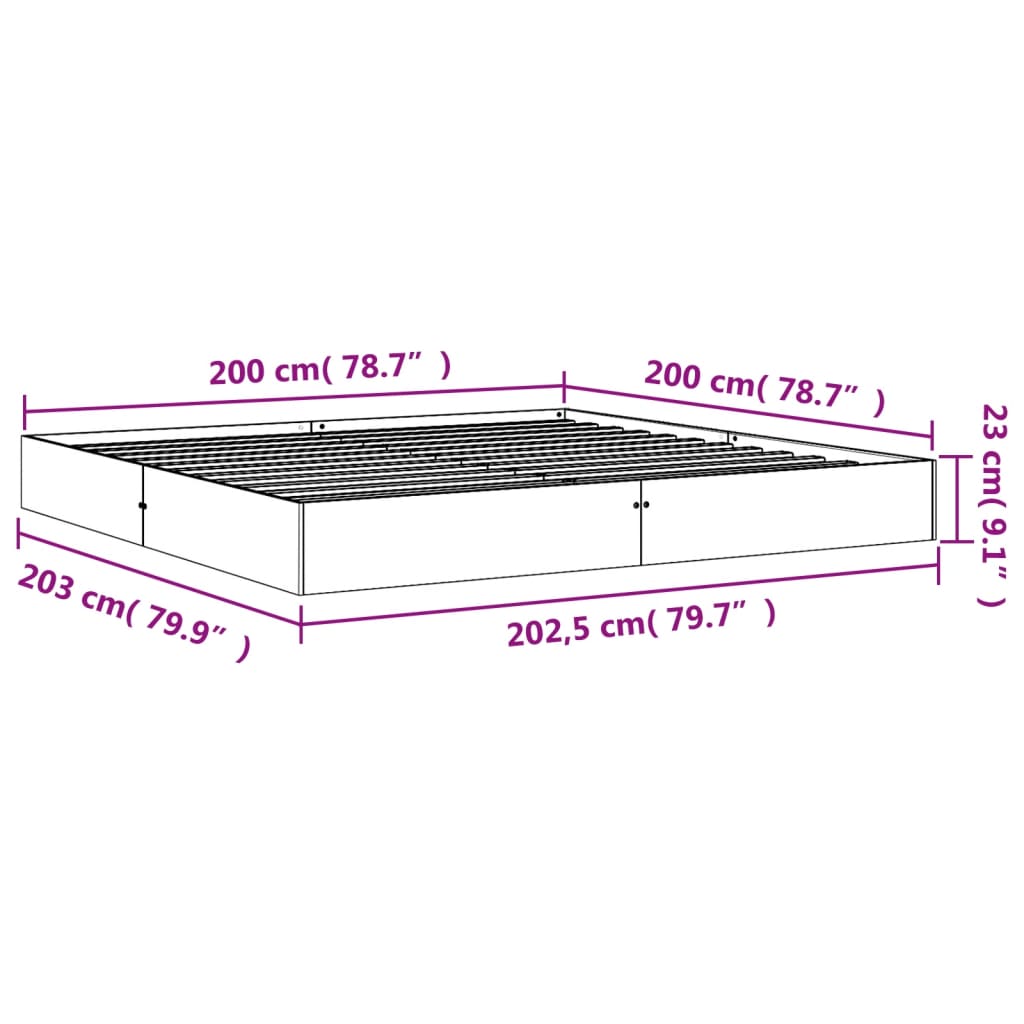 vidaXL Bed Frame without Mattress Wax Brown 200x200 cm Solid Wood Pine