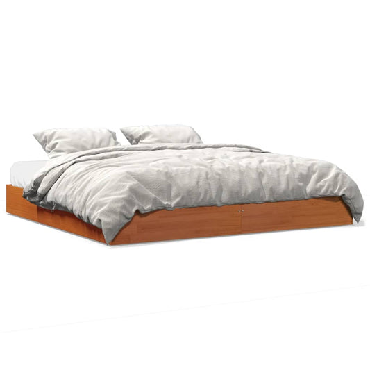 vidaXL Bed Frame without Mattress Wax Brown 200x200 cm Solid Wood Pine