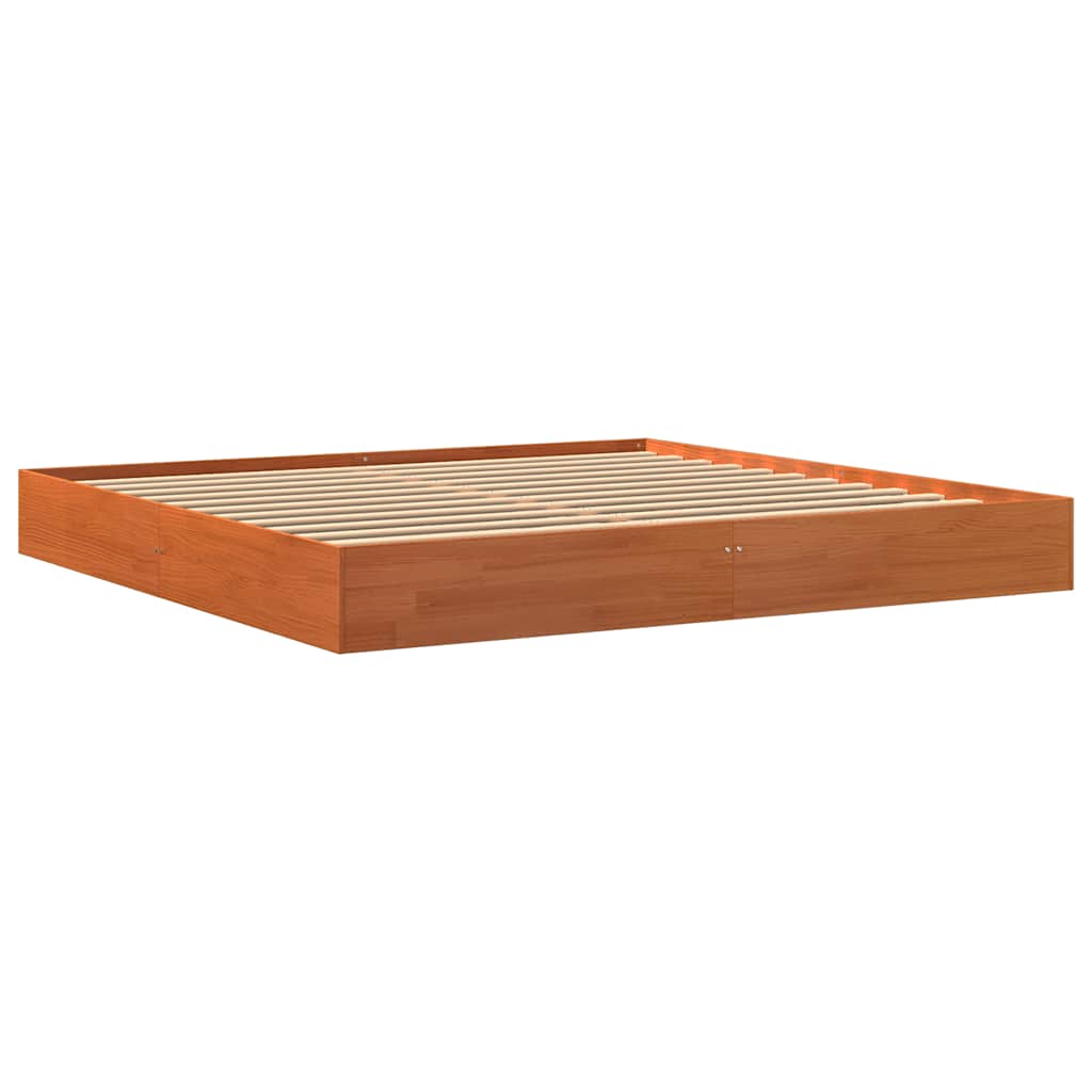Bed Frame without Mattress Wax Brown 180x200 cm Super King Solid Wood Pine