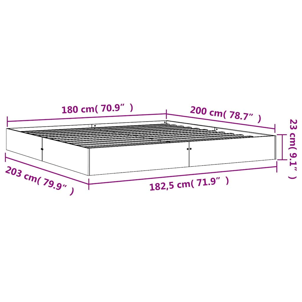 Bed Frame without Mattress Wax Brown 180x200 cm Super King Solid Wood Pine