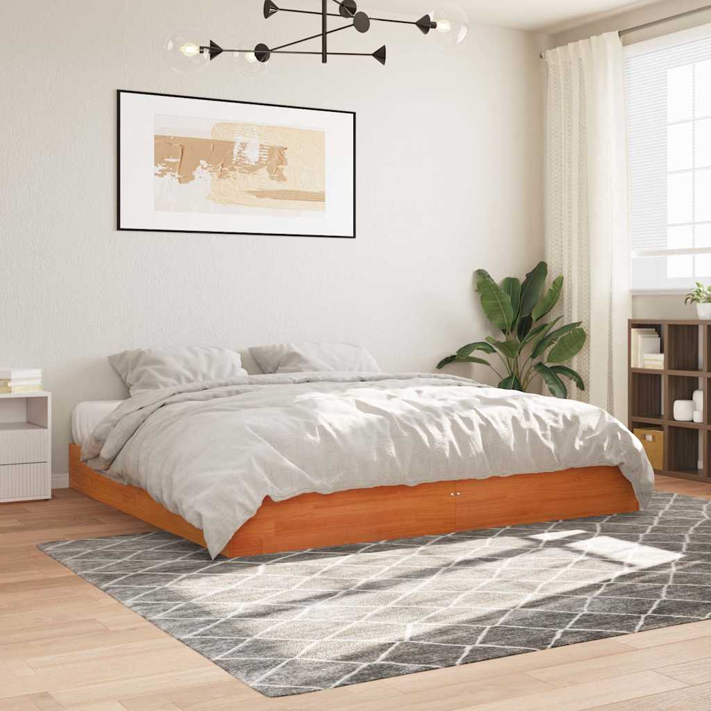 Bed Frame without Mattress Wax Brown 180x200 cm Super King Solid Wood Pine