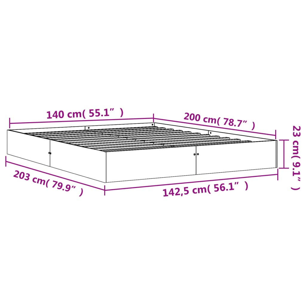 vidaXL Bed Frame without Mattress Wax Brown 140x200 cm Solid Wood Pine