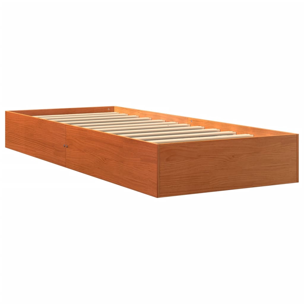 vidaXL Bed Frame without Mattress Wax Brown 100x200 cm Solid Wood Pine