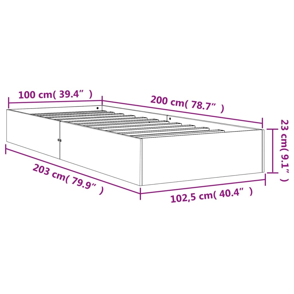 vidaXL Bed Frame without Mattress Wax Brown 100x200 cm Solid Wood Pine