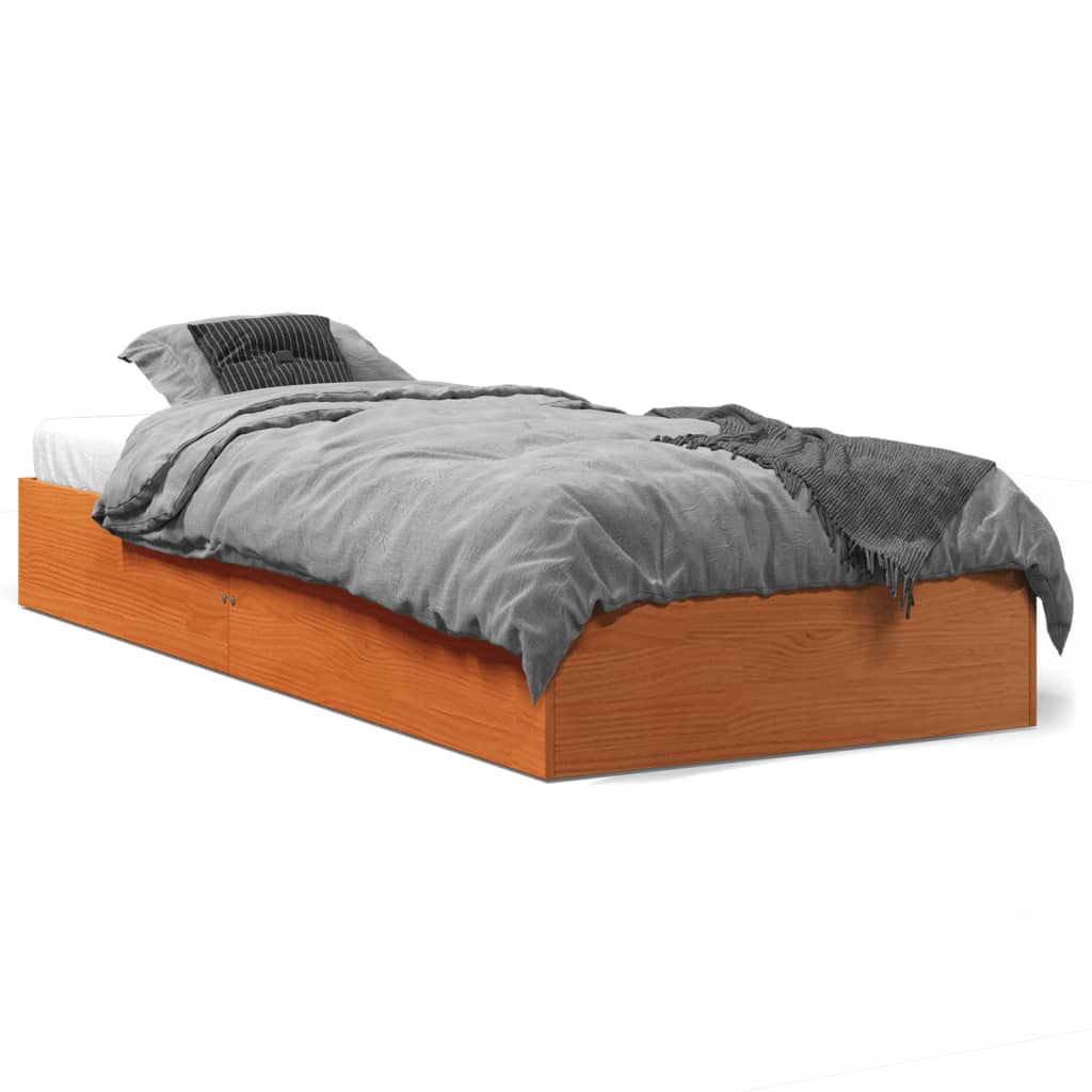 vidaXL Bed Frame without Mattress Wax Brown 100x200 cm Solid Wood Pine