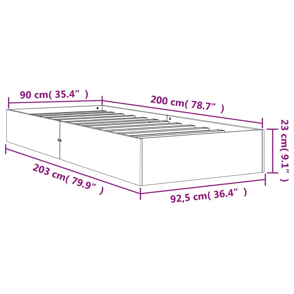 vidaXL Bed Frame without Mattress Wax Brown 90x200 cm Solid Wood Pine